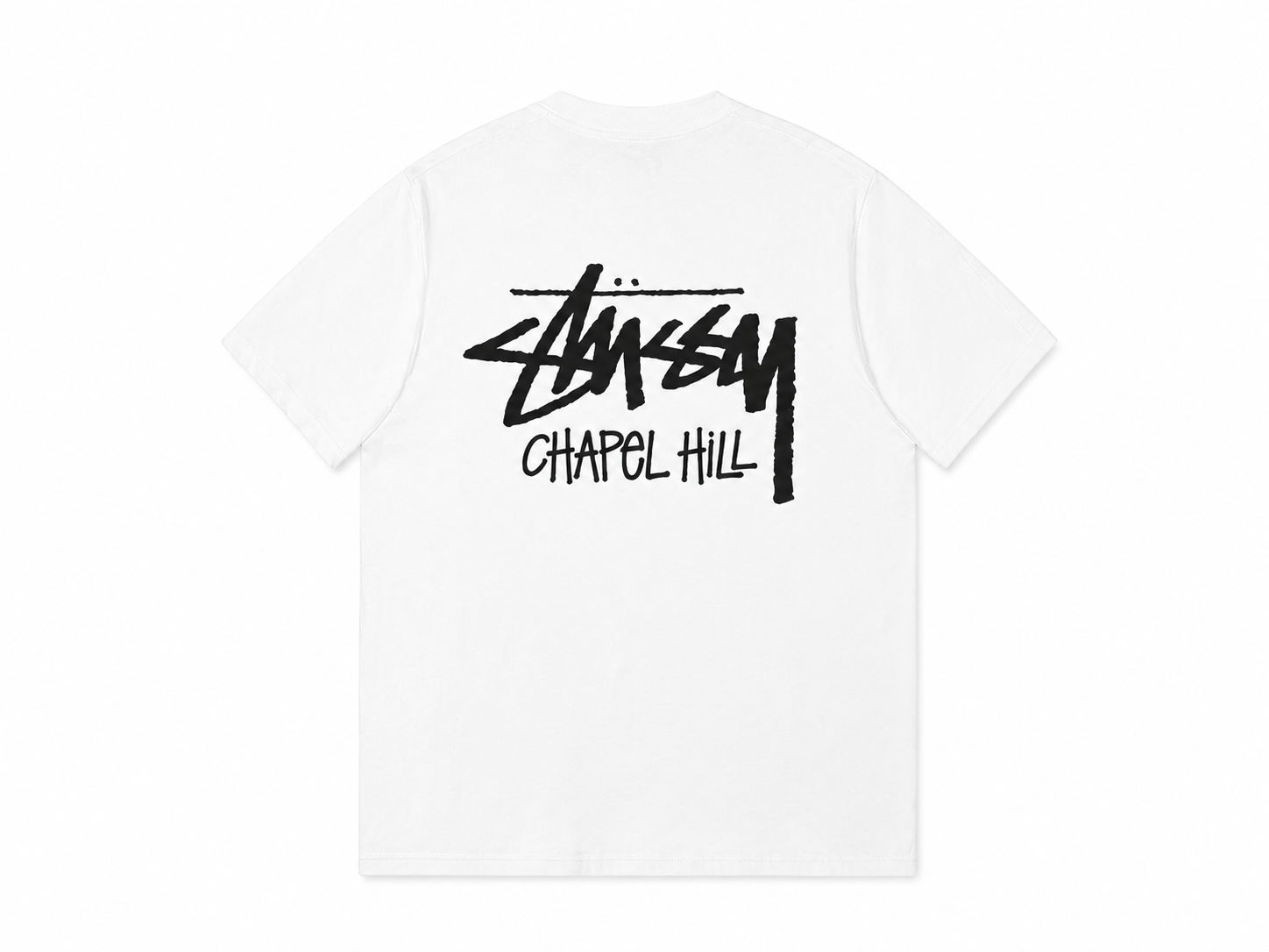 White Stüssy Chapel Hill T-shirt, back view